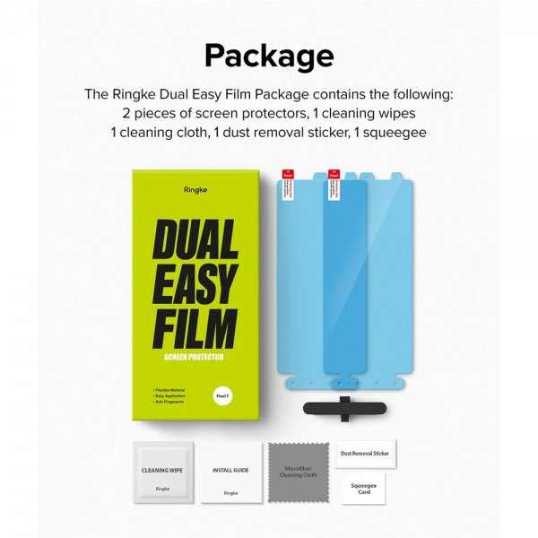 Ringke Google Pixel 7 Skjermbeskytter Dual Easy Film 2-pakning