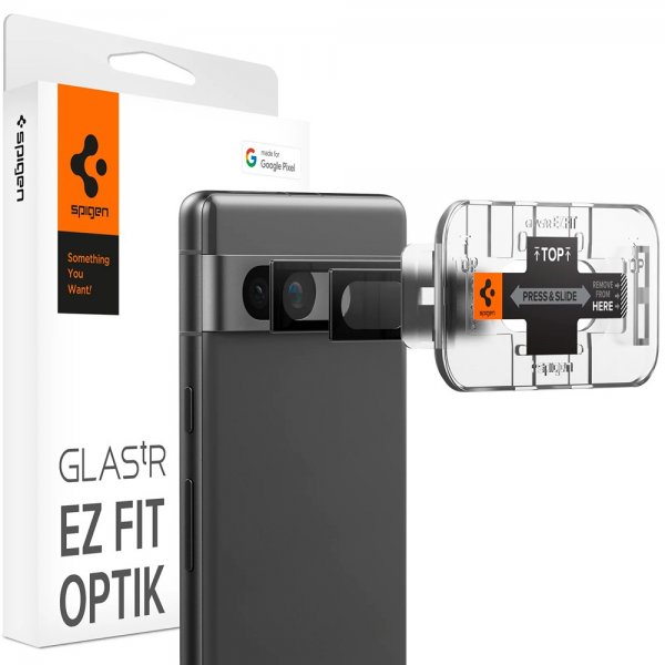 Spigen Google Pixel 7a Kamerabeskytter Glas.tR EZ Fit Optik 2-pakning Svart