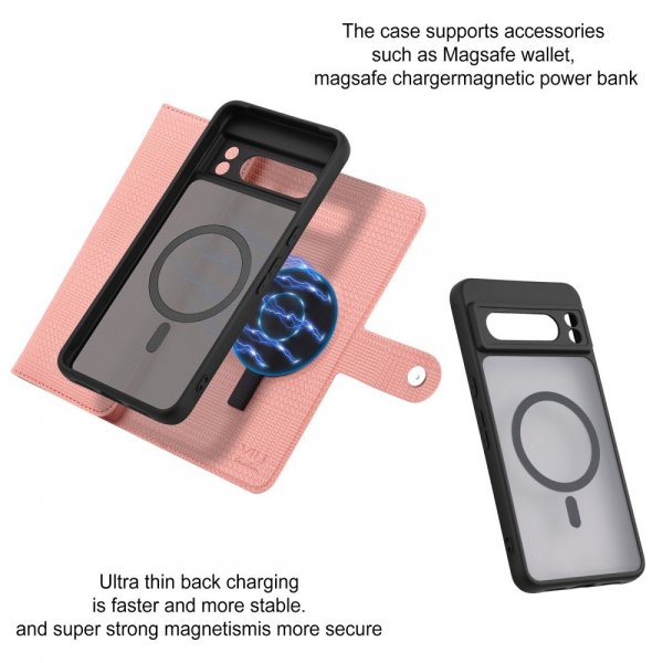 VILI Google Pixel 8 Etui Avtagbart Deksel GHB Series MagSafe Rosa