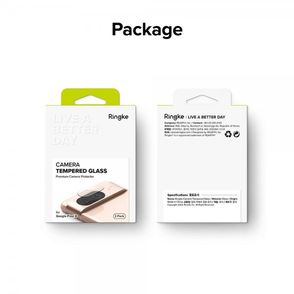 Ringke Google Pixel 8 Kamerabeskytter Camera Protector Glass 3-pack