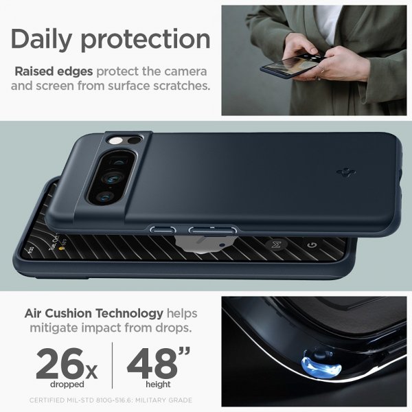 Spigen Google Pixel 8 Pro Deksel Thin Fit Metal Slate
