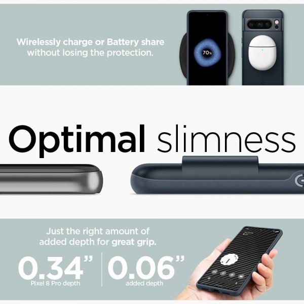 Spigen Google Pixel 8 Pro Deksel Thin Fit Metal Slate