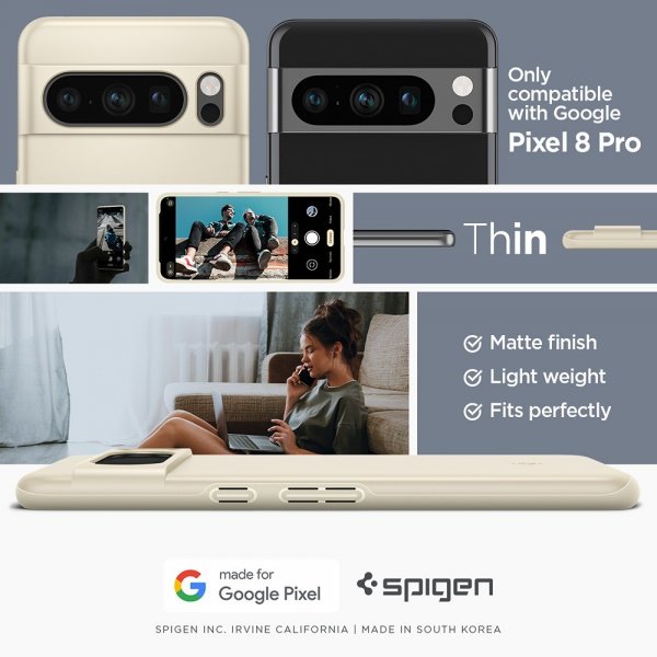 Spigen Google Pixel 8 Pro Deksel Thin Fit Mute Beige