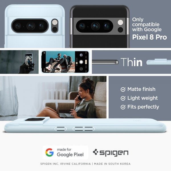 Spigen Google Pixel 8 Pro Deksel Thin Fit Mute Blue