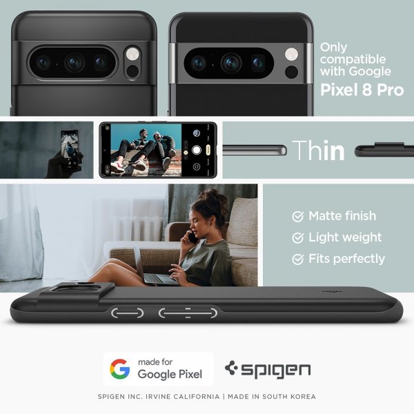Spigen Google Pixel 8 Pro Deksel Thin Fit Svart