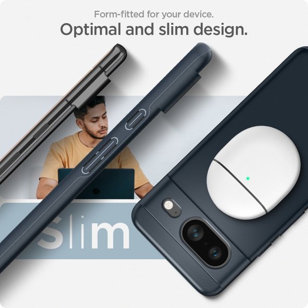 Spigen Google Pixel 8 Deksel Thin Fit Metal Slate
