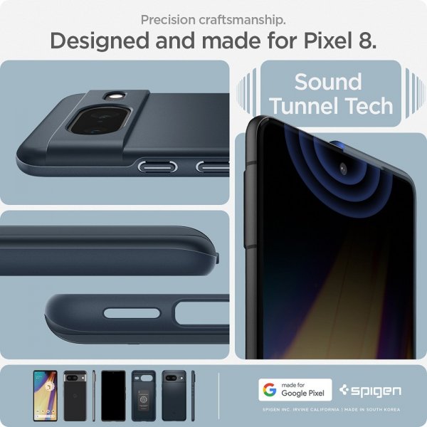 Spigen Google Pixel 8 Deksel Thin Fit Metal Slate