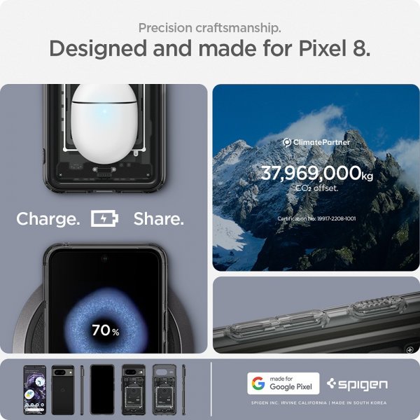 Spigen Google Pixel 8 Deksel Ultra Hybrid Zero One Svart