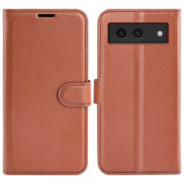 Google Pixel 8a Etui Litchi Brun