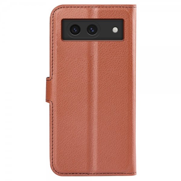 Google Pixel 8a Etui Litchi Brun