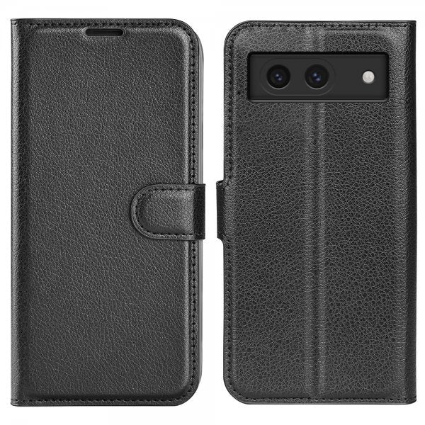 Google Pixel 8a Etui Litchi Svart