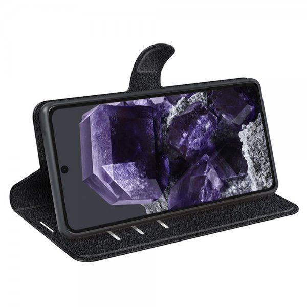 Google Pixel 8a Etui Litchi Svart