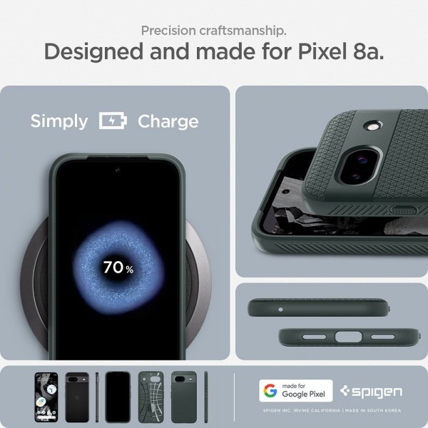 Spigen Google Pixel 8a Deksel Liquid Air Abyss Green