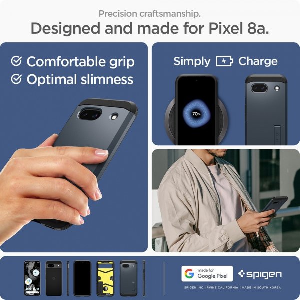 Spigen Google Pixel 8a Deksel Tough Armor Metal Slate