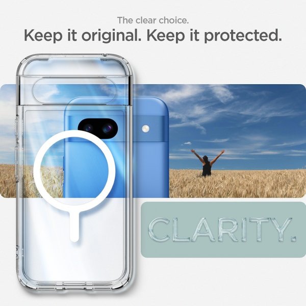 Spigen Google Pixel 8a Deksel Ultra Hybrid Metal Ring MagFit Hvit