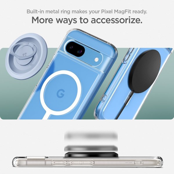Spigen Google Pixel 8a Deksel Ultra Hybrid Metal Ring MagFit Hvit
