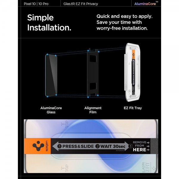 Spigen Google Pixel 9/9 Pro/Pixel 10/10 Pro Skjermbeskytter GLAS.tR EZ Fit Privacy 2-pakning