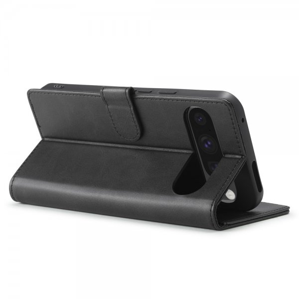 Lc.Imeeke Google Pixel 9/Pixel 9 Pro Etui med Kortlomme stativfunksjon Svart