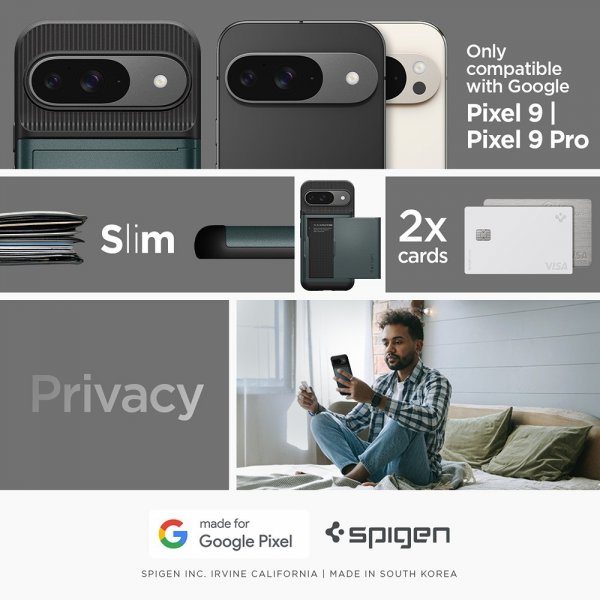 Spigen Google Pixel 9/Pixel 9 Pro Deksel Slim Armor CS Abyss Green
