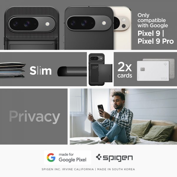 Spigen Google Pixel 9/Pixel 9 Pro Deksel Slim Armor CS Svart