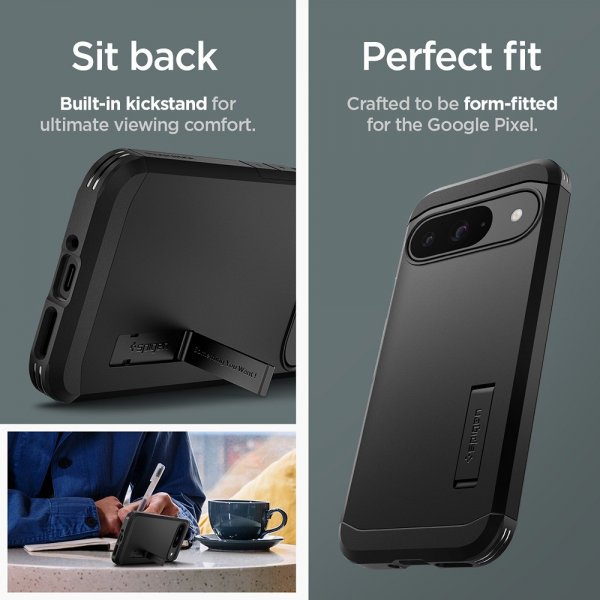 Spigen Google Pixel 9/Pixel 9 Pro Deksel Tough Armor Svart