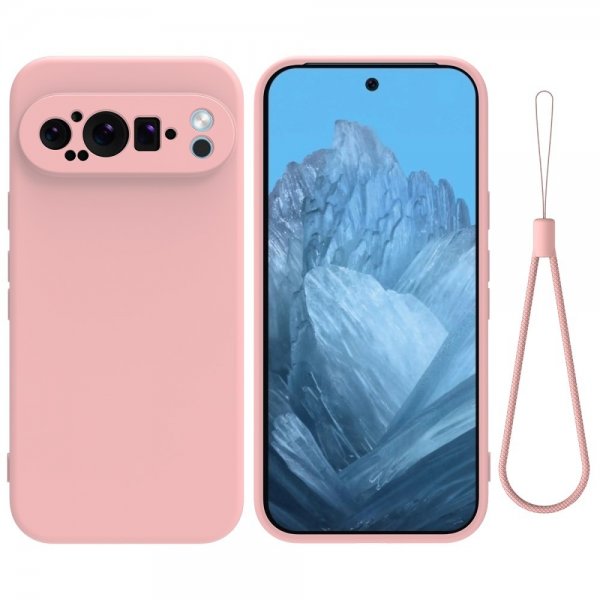 Google Pixel 9 Pro Deksel med Stropp Silikon Rosa