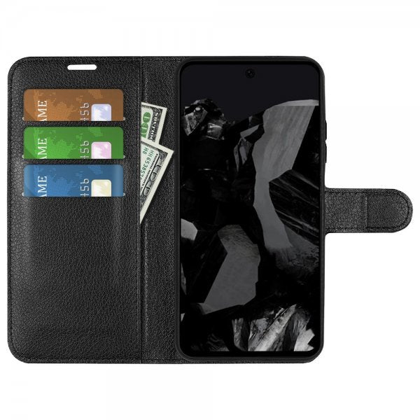 Google Pixel 9 Pro XL Etui Litchi Svart