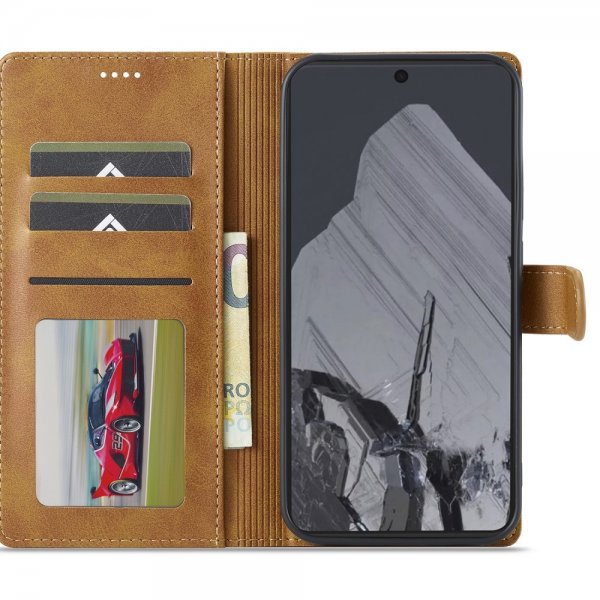 Lc.Imeeke Google Pixel 9 Pro XL Etui med Kortlomme stativfunksjon Lysebrun