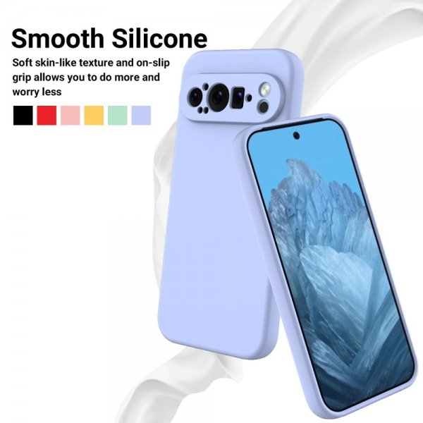 Google Pixel 9 Pro XL Deksel med Stropp Silikon Lilla
