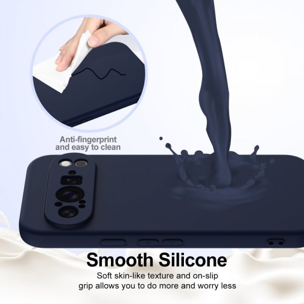Google Pixel 9 Pro XL Deksel med Stropp Silikon MagSafe Mørkeblå