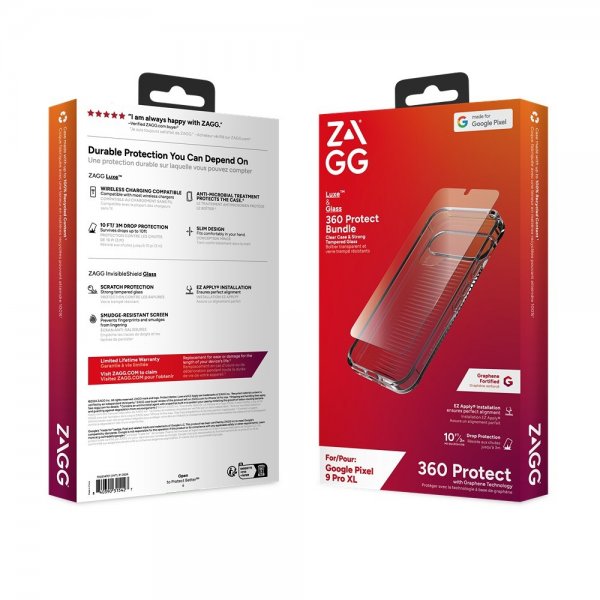 Zagg Google Pixel 9 Pro XL Deksel med Skjermbeskytter Luxe & Glass 360 Protect Bundle