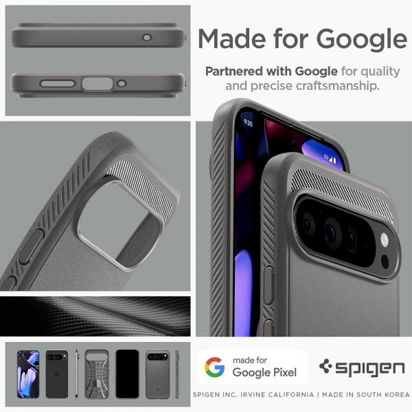 Spigen Google Pixel 9 Pro XL Deksel Rugged Armor Marble Gray