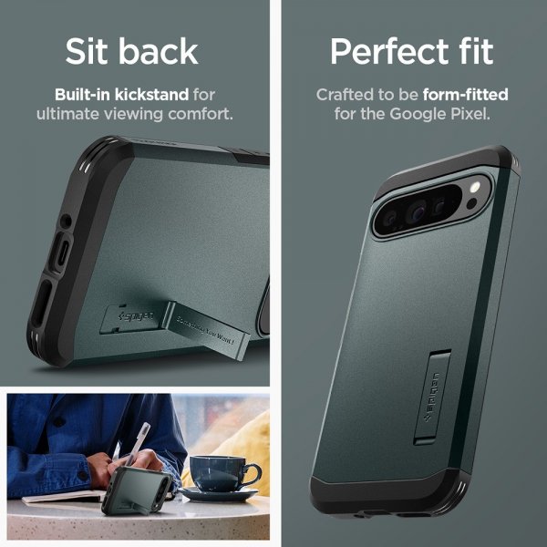 Spigen Google Pixel 9 Pro XL Deksel Tough Armor Abyss Green