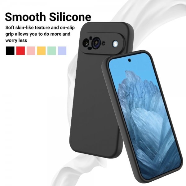 Google Pixel 9 Deksel med Stropp Silikon Svart