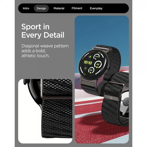 Spigen Google Pixel Watch 1/2/3/4 41mm Armbånd Lite Fit X Svart