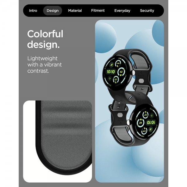 Spigen Google Pixel Watch 1/2/3/4 41mm Armbånd Nano Pop Black Sesame
