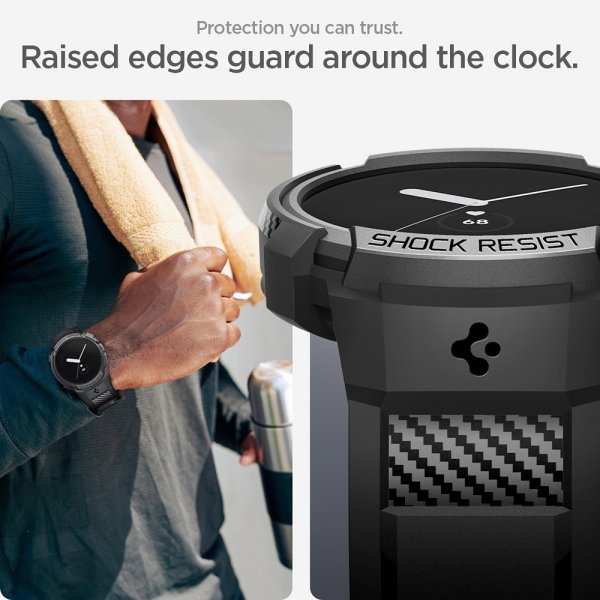 Spigen Google Pixel Watch 1/2/3 41mm Armbånd og Deksel Rugged Armor Pro Svart