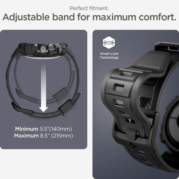 Spigen Google Pixel Watch 1/2/3 41mm Armbånd og Deksel Rugged Armor Pro Svart