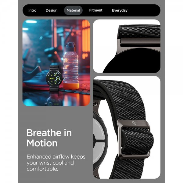 Spigen Google Pixel Watch 3/4 45mm Armbånd Lite Fit X Svart