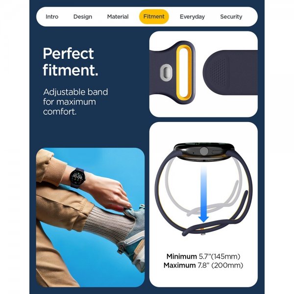 Spigen Google Pixel Watch 3/4 45mm Armbånd Nano Pop Blueberry Navy