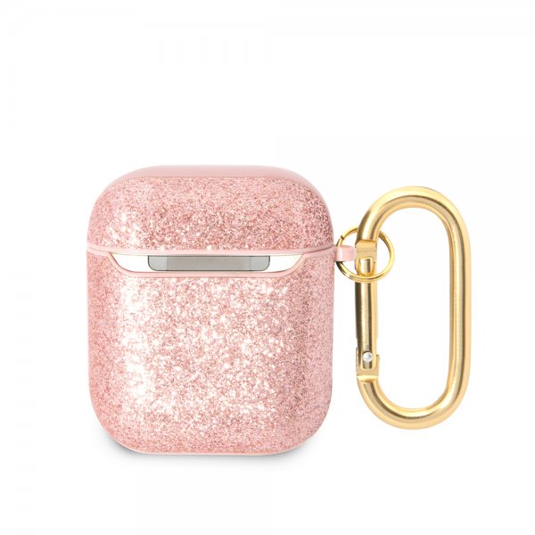 Guess AirPods 1/2 Deksel Glitter Flakes Rosa