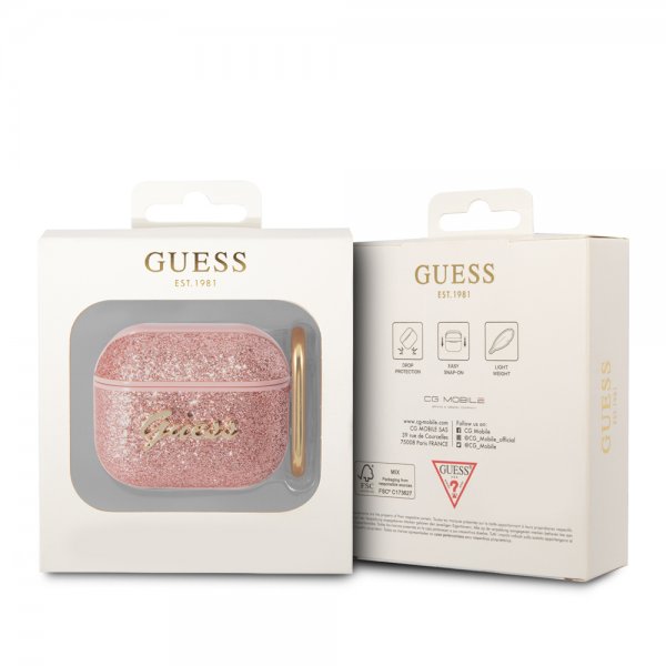 Guess AirPods 3 Deksel Glitter Flakes Rosa