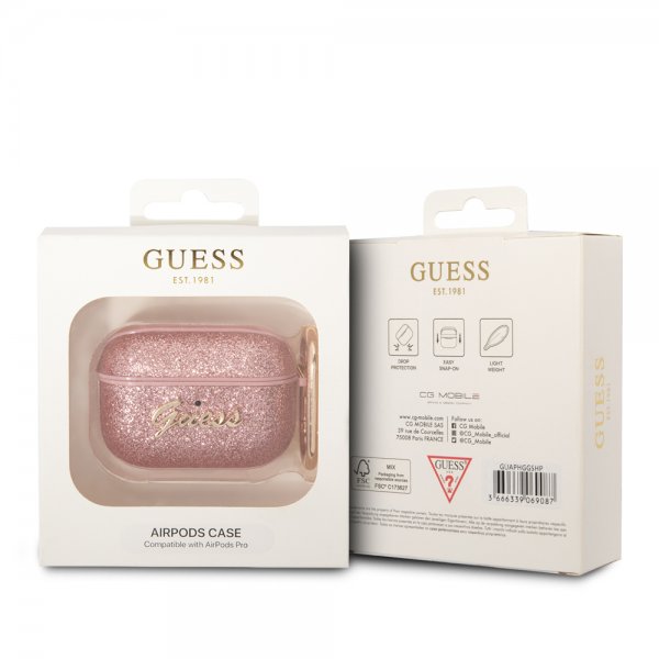 Guess AirPods Pro Deksel Glitter Flakes Rosa