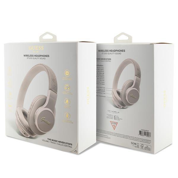 Guess Hodetelefoner Bluetooth 4G Script Metal Logo Rosa