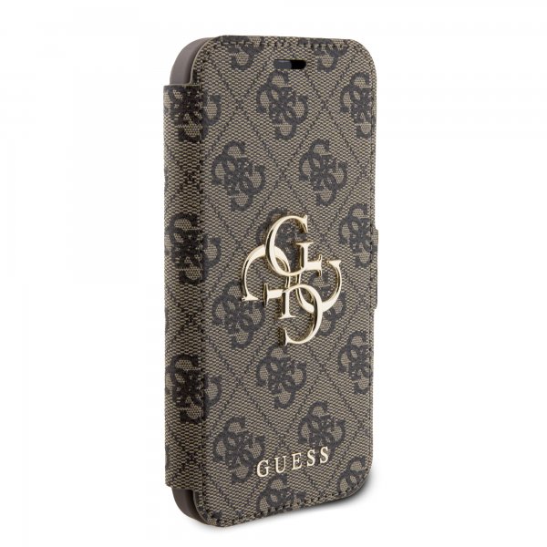 Guess iPhone 15 Etui 4G Logo Brun
