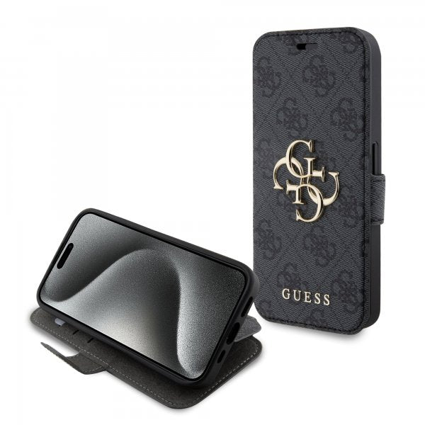 Guess iPhone 15 Pro Max Etui 4G Logo Grå
