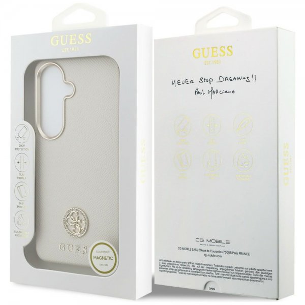 Guess Samsung Galaxy S26 Deksel Rhinestone Logo MagSafe Beige