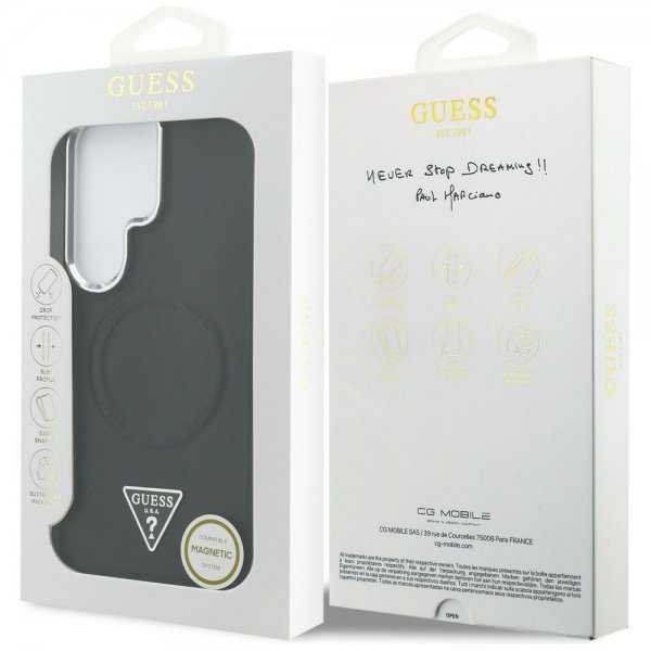 Guess Samsung Galaxy S26 Ultra Deksel Triangle Logo Embossed MagSafe Svart