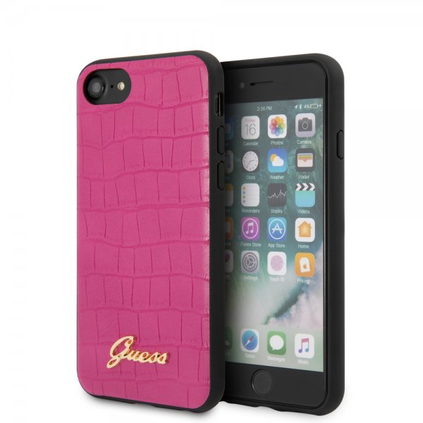 Guess iPhone 7/8/SE Deksel Croco Magenta