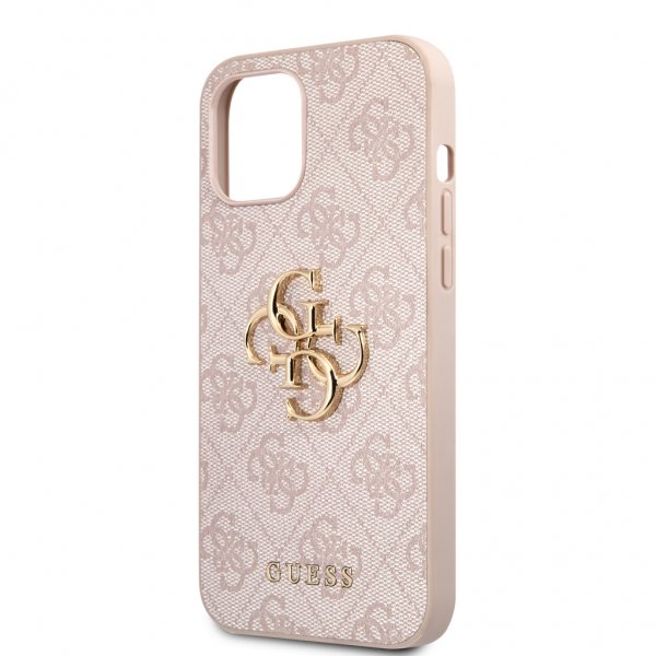 Guess iPhone 12/iPhone 12 Pro Deksel Metal Logo Rosa